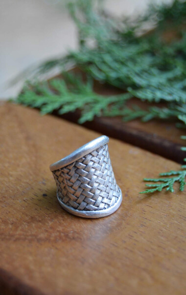 STONEAGE, adjustable silver ring. Boho style. - 1