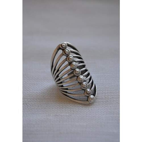 STONEAGE Antique Silver Boho Ring, Adjustable - 2