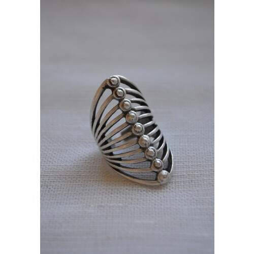 STONEAGE Antique Silver Boho Ring, Adjustable - 2