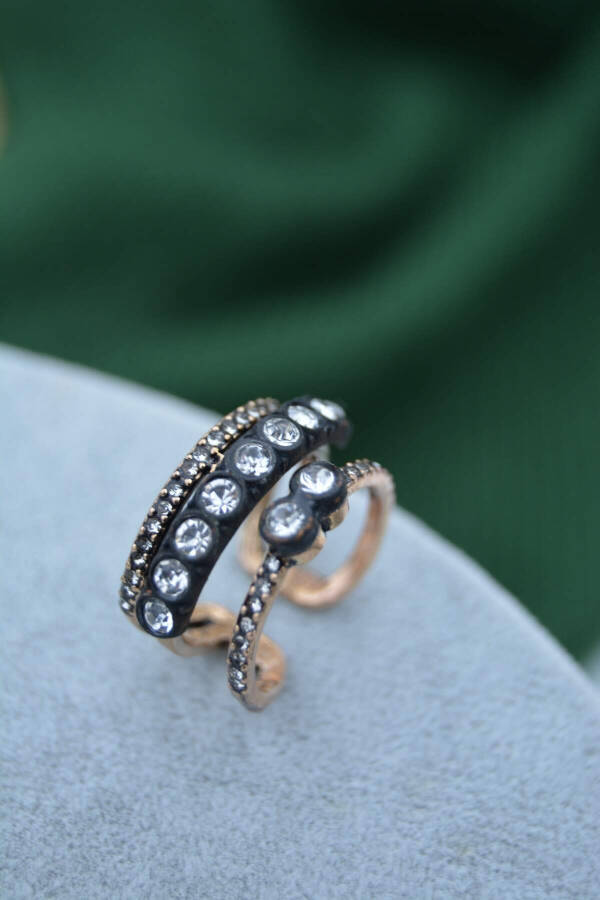 STONEAGE Diamond Mounter Model Bronze Zircon Stone Adjustable Triple Ring - 2