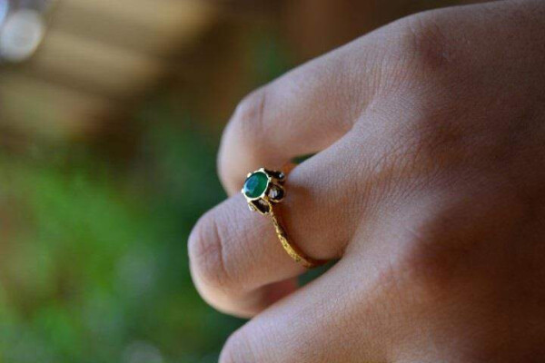 STONEAGE Emerald Natural Stone Adjustable Women's Ring - 1