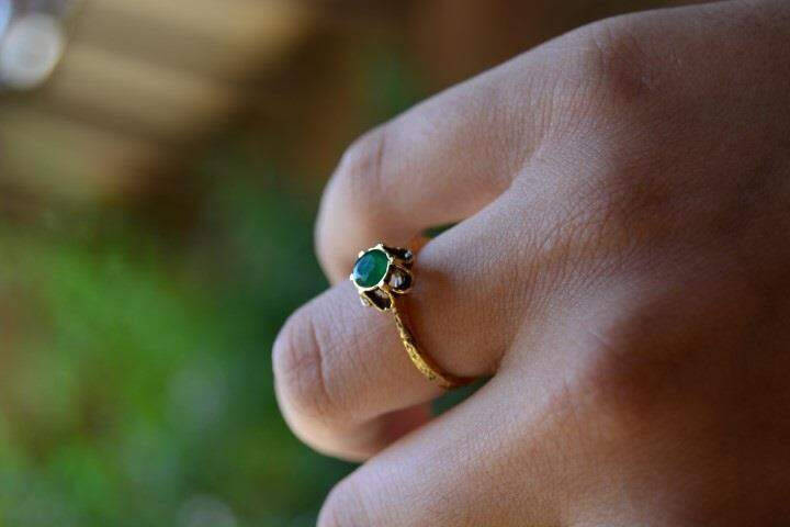 STONEAGE Emerald Natural Stone Adjustable Women's Ring - 1