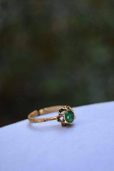 STONEAGE Emerald Natural Stone Adjustable Women's Ring - 2