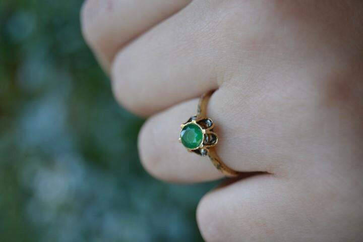 STONEAGE Emerald Natural Stone Adjustable Women's Ring - 3