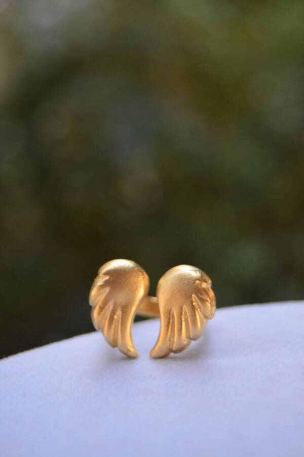 STONEAGE Gold Plated Women's Angel Wing Adjustable Ring - 1