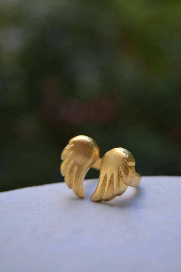 STONEAGE Gold Plated Women's Angel Wing Adjustable Ring - 5