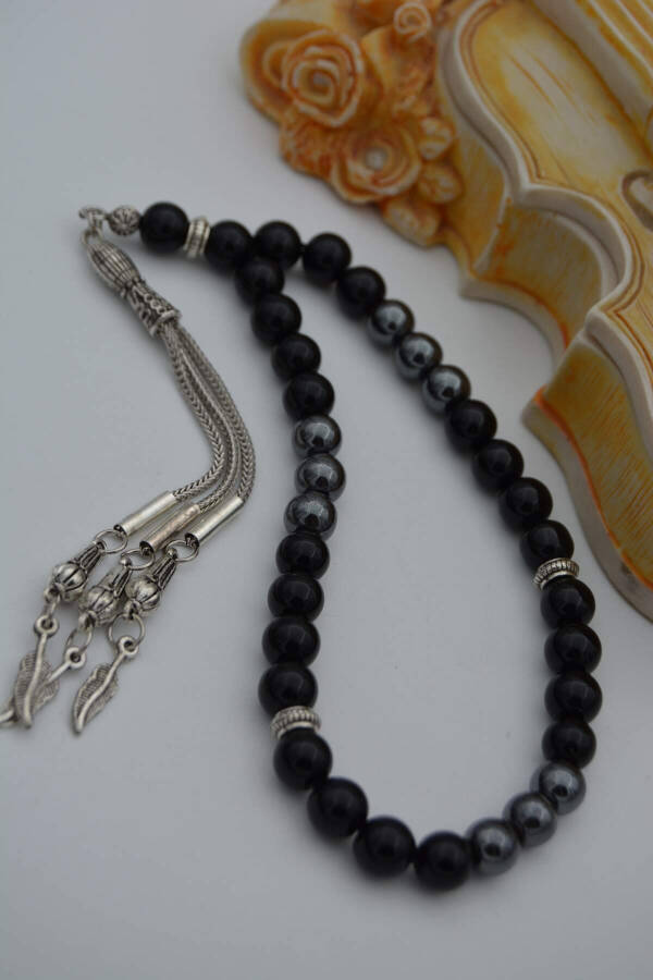 STONEAGE Matte Onyx and Hematite Stone Prayer Beads - 4