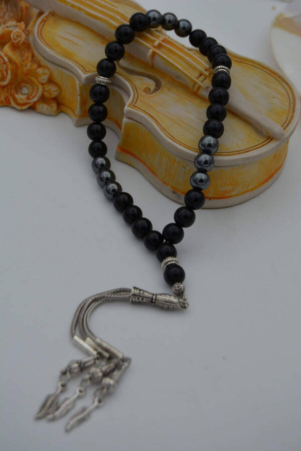 STONEAGE Matte Onyx and Hematite Stone Prayer Beads - 5