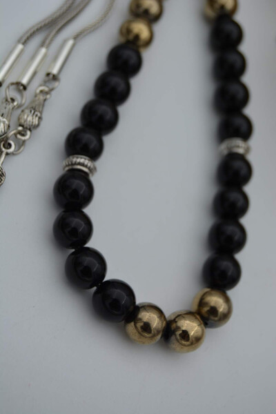 STONEAGE Onyx and Hematite natural stone prayer beads. - 1