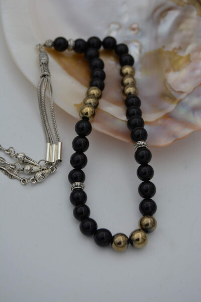 STONEAGE Onyx and Hematite natural stone prayer beads. - 2