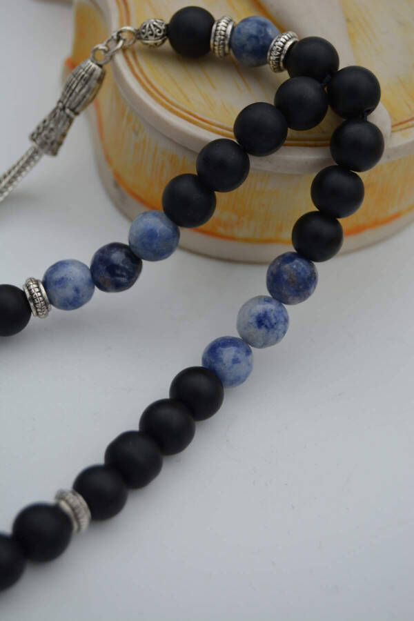 STONEAGE Sodalite and Matte Onyx Natural Stone Prayer Beads - 1