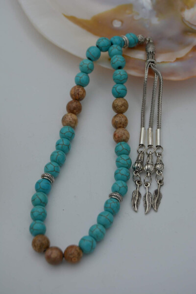 STONEAGE Turquoise and Jasper Natural Stone Prayer Beads - 1