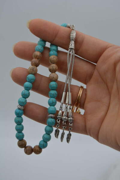 STONEAGE Turquoise and Jasper Natural Stone Prayer Beads - 2