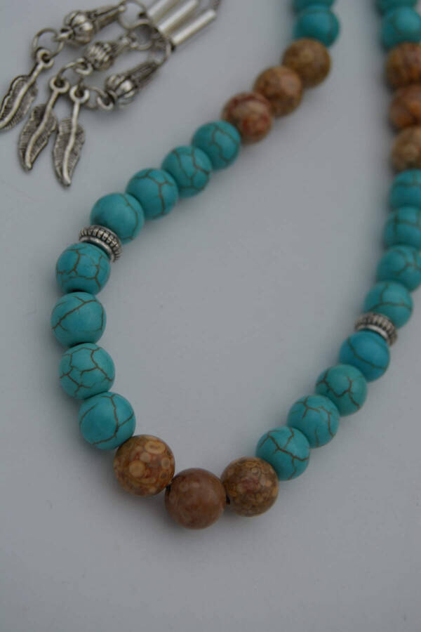 STONEAGE Turquoise and Jasper Natural Stone Prayer Beads - 3