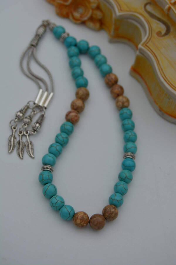 STONEAGE Turquoise and Jasper Natural Stone Prayer Beads - 4