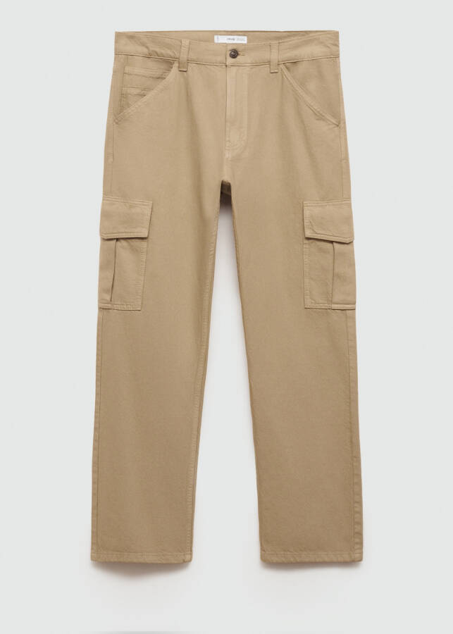 Straight cut cargo jeans - Khaki. - 7