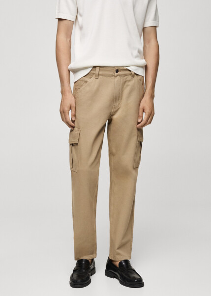 Straight cut cargo jeans - Khaki. - 12