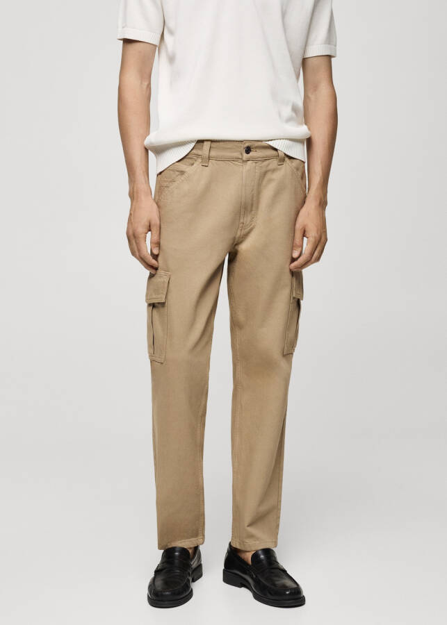 Straight cut cargo jeans - Khaki. - 12