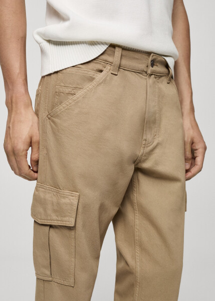 Straight cut cargo jeans - Khaki. - 14