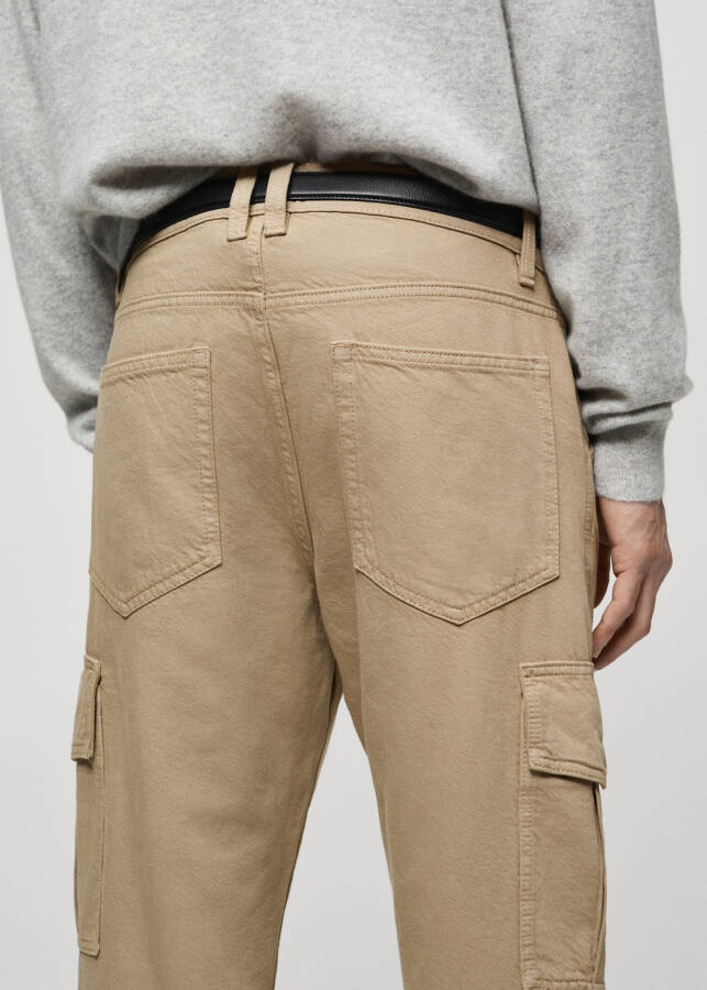 Straight cut cargo jeans - Khaki. - 2