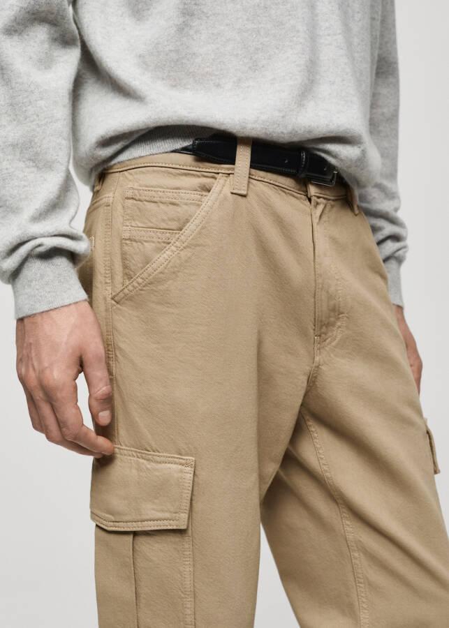 Straight cut cargo jeans - Khaki. - 5