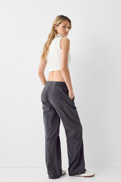 Straight fit cotton trousers with belt loops - 4