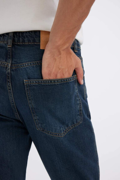 Straight Fit Normal Kalıp Normal Bel Boru Paça Jean Pantolon Koyu Mavi - 8