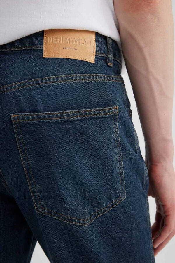 Straight Fit Normal Kalıp Normal Bel Boru Paça Jean Pantolon Koyu Mavi - 15