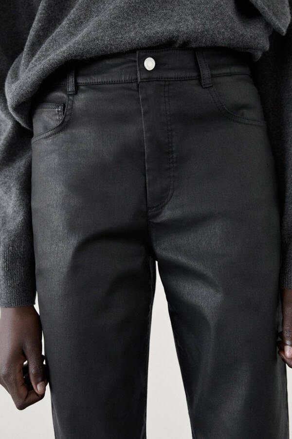 Straight fit, waxed look trousers - 11