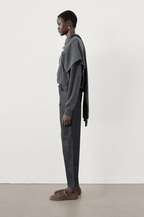 Straight fit, waxed look trousers - 12