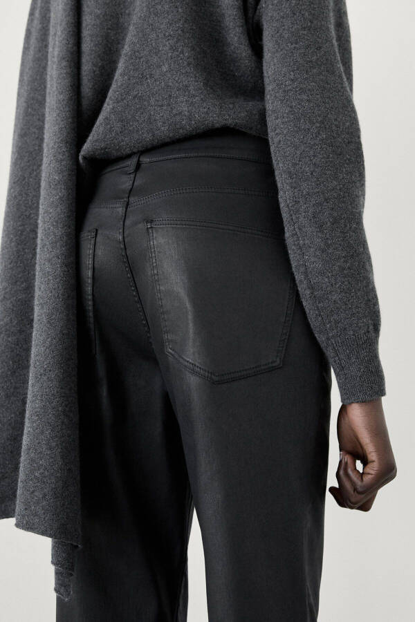 Straight fit, waxed look trousers - 13