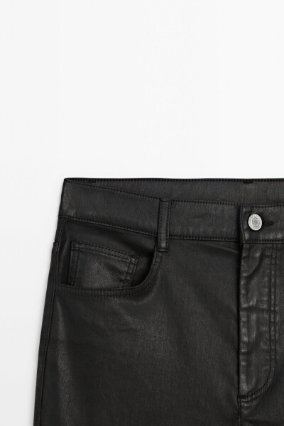 Straight fit, waxed look trousers - 15