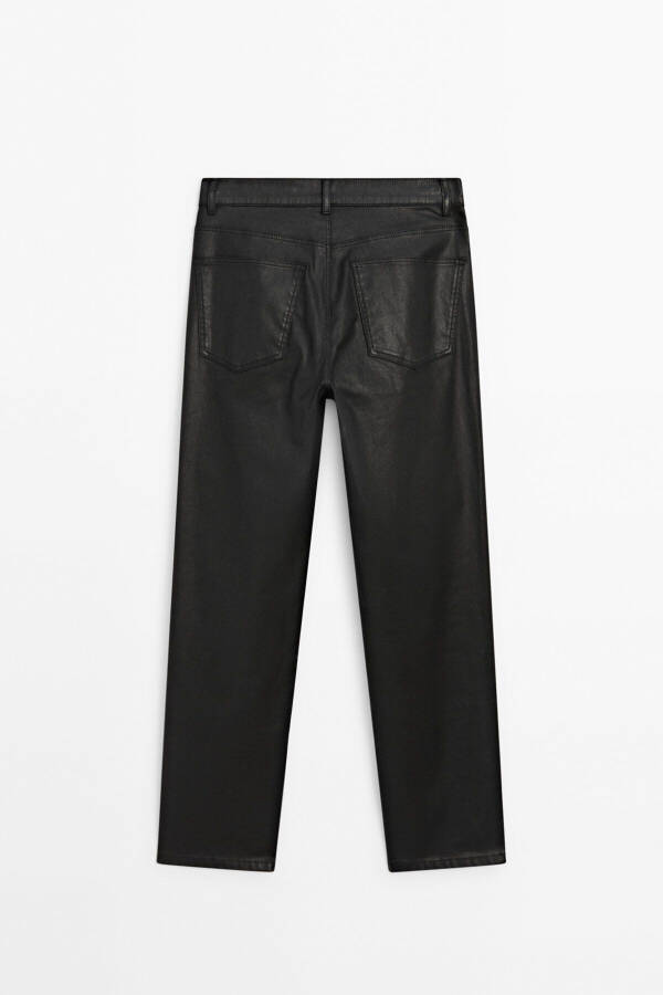 Straight fit, waxed look trousers - 16