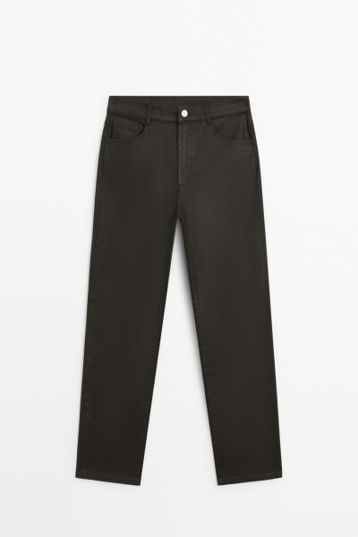 Straight fit, waxed-look trousers. - 13