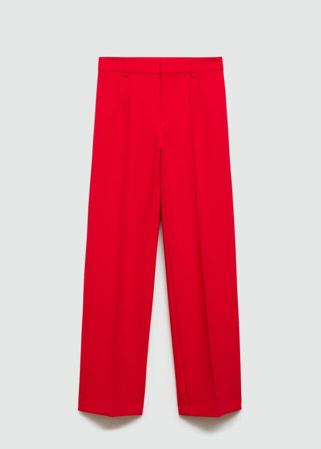 Straight leg, red, decorative stitch pants - 1