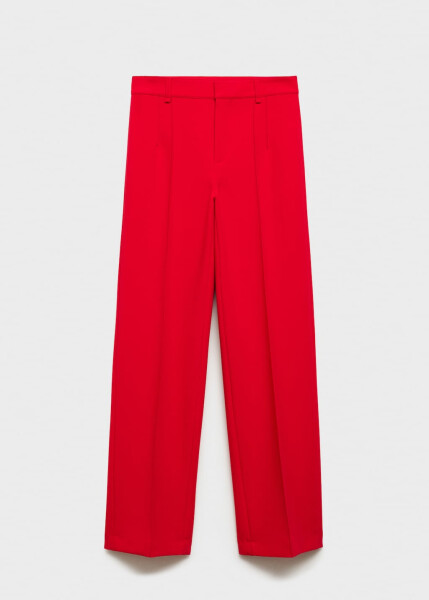 Straight leg, red, decorative stitch pants - 5