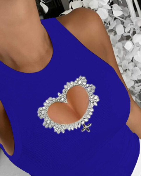 Strapless heart-shaped neckline, rhinestone detailed corset top. - 2