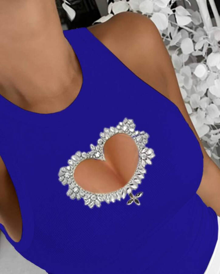 Strapless heart-shaped neckline, rhinestone detailed corset top. - 2