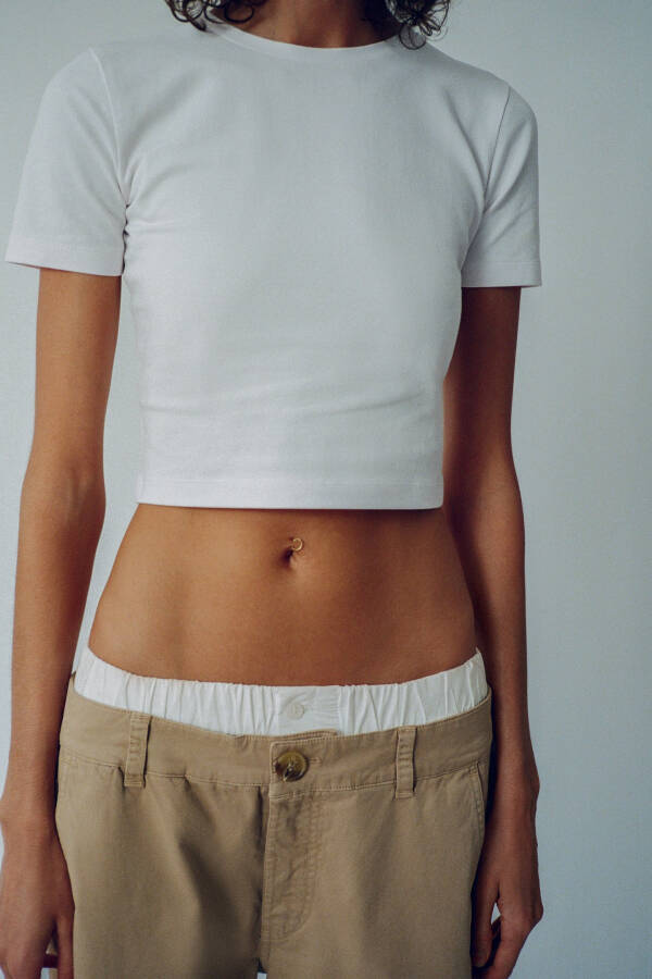 STRECH CROP T-SHIRT Qora Oq - 5