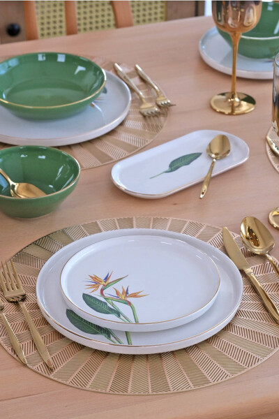 Strelitzia Gold-Gilded 27-Piece 6-Person Ceramic Dinner Set - 5