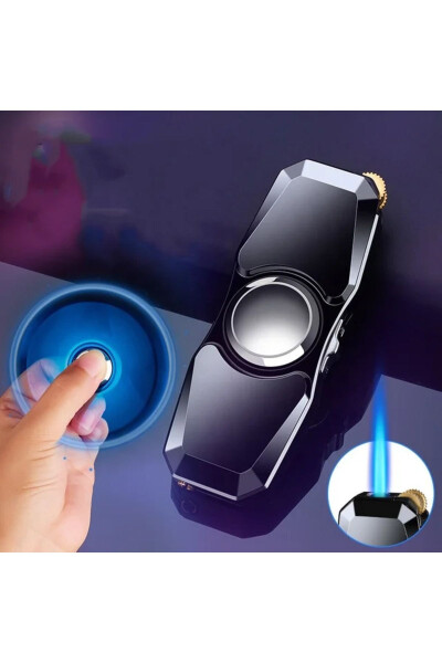 Stress Spinner Lighter Metal Body Stylish Design Lighter Windproof Turbo Gas Lighter - 10