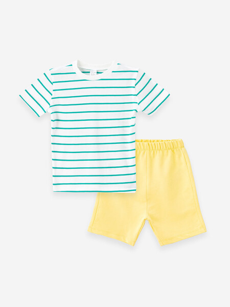 Striped Baby Boy T-shirt and Shorts Set with Bike Collar - 7