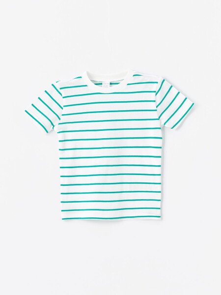 Striped Baby Boy T-Shirt and Shorts Set with Bike Collar - 3