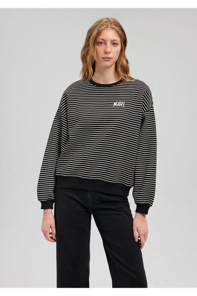 Striped Black Sweatshirt with Logo Print 1s10100-85143 - 25