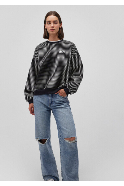 Striped Black Sweatshirt with Logo Print 1s10100-85143 - 10