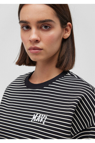 Striped Black Sweatshirt with Logo Print 1s10100-85143 - 6