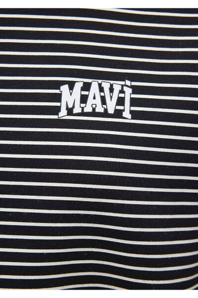 Striped Black Sweatshirt with Logo Print 1s10100-85143 - 7