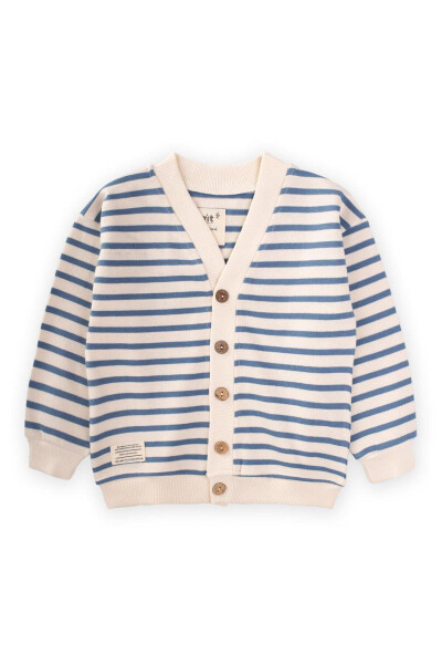 Striped Cardigan (2-10 Years) Indigo Blue - 1