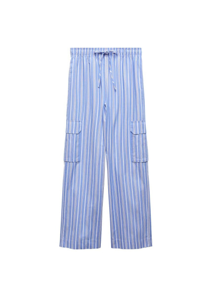 Striped Cotton Cargo Pants - 1