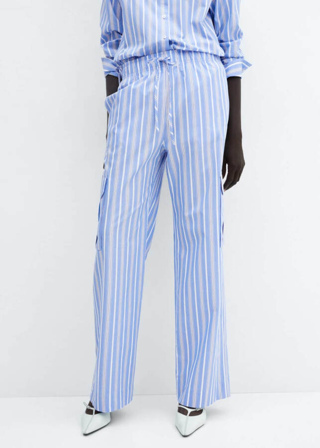 Striped Cotton Cargo Pants - 3